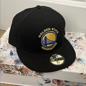 New Era Golden State Warriors Black 9 Fifty Hat - Size 7 1/8